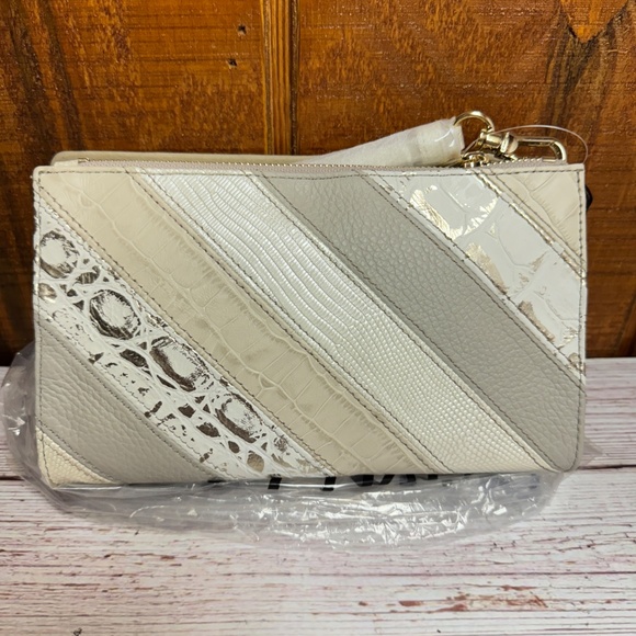 Brahmin Daisy Large Leather Wristlet Clutch - Ivory Flashback - Picture 7 of 10